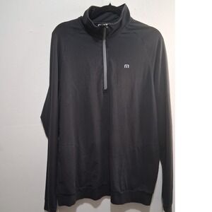 Travis Mathew Mens Black Long Sleeve 1/4 Zip Golf Pullover Size L